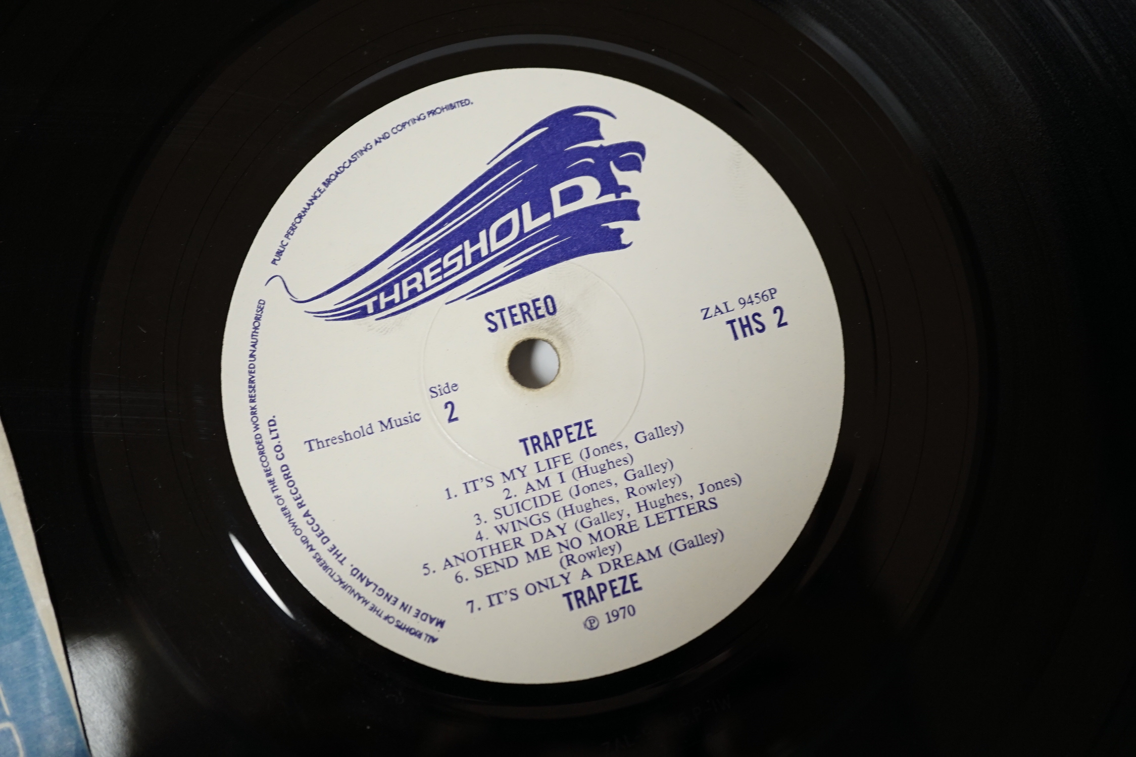 A Trapeze LP record album, Trapeze, on Threshold, label, THS 2, ZAL 9455P, in gatefold sleeve